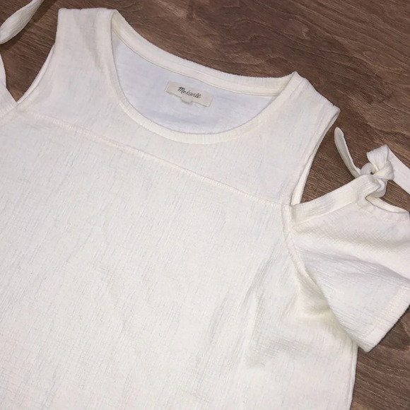 Madewell size small ivory cold shoulder top - Picture 6 of 10